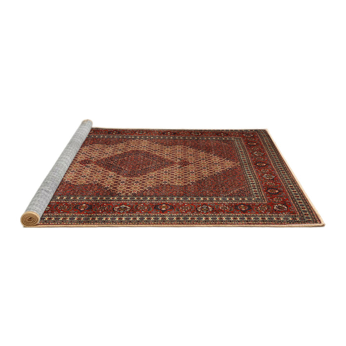 Sideview of Machine Washable Traditional Saffron Red Rug, wshtr1563