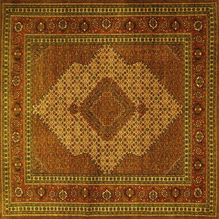 Square Machine Washable Persian Yellow Traditional Rug, wshtr1563yw