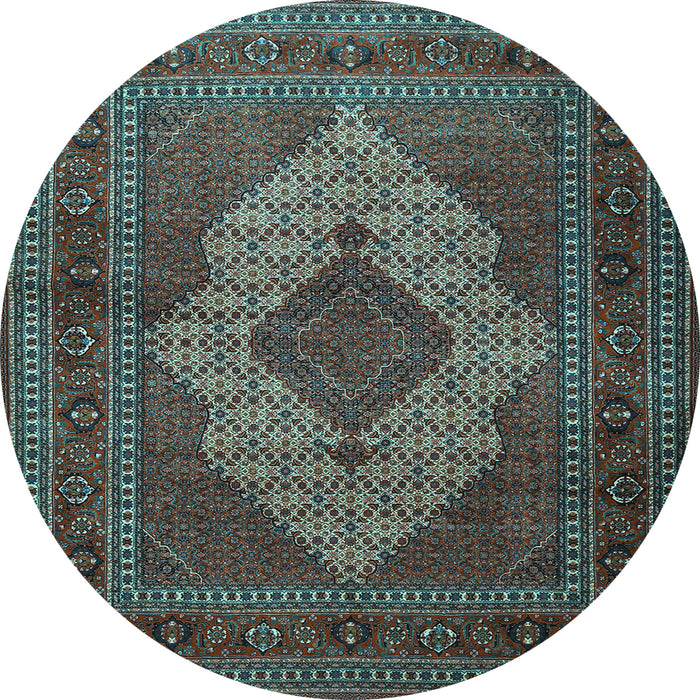 Round Machine Washable Persian Light Blue Traditional Rug, wshtr1563lblu