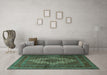 Machine Washable Persian Turquoise Traditional Area Rugs in a Living Room,, wshtr1563turq