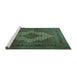 Sideview of Machine Washable Persian Turquoise Traditional Area Rugs, wshtr1563turq