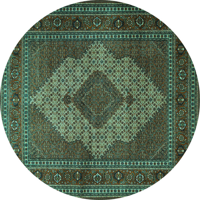 Round Machine Washable Persian Turquoise Traditional Area Rugs, wshtr1563turq