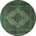 Round Persian Turquoise Traditional Rug, tr1563turq