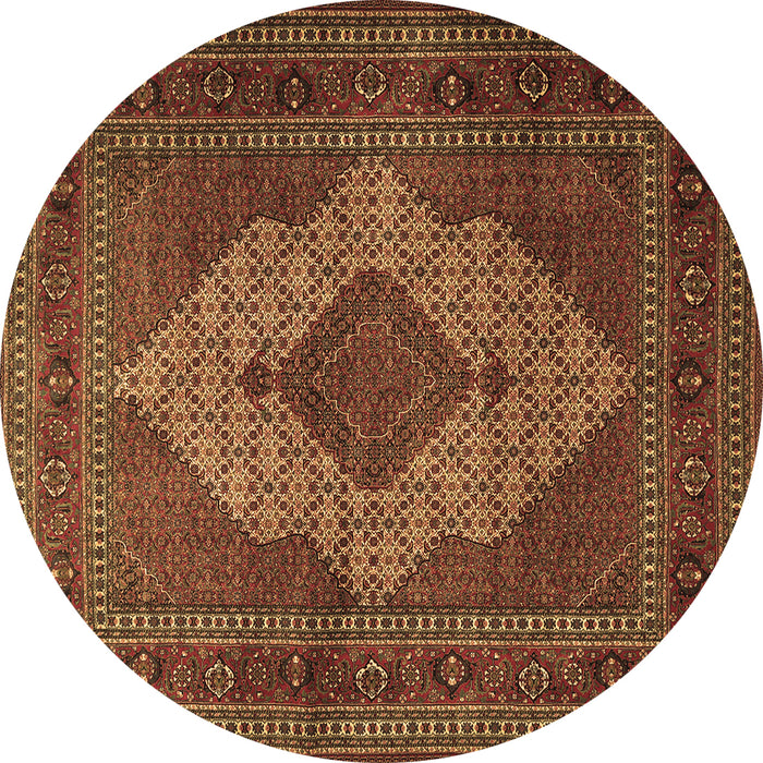 Round Machine Washable Persian Brown Traditional Rug, wshtr1563brn
