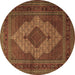 Round Persian Brown Traditional Rug, tr1563brn