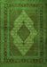 Serging Thickness of Machine Washable Persian Green Traditional Area Rugs, wshtr1563grn