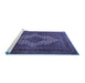 Sideview of Machine Washable Persian Blue Traditional Rug, wshtr1563blu