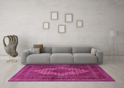 Machine Washable Persian Pink Traditional Rug in a Living Room, wshtr1563pnk