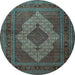 Round Persian Light Blue Traditional Rug, tr1563lblu