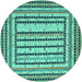 Round Machine Washable Persian Turquoise Traditional Area Rugs, wshtr1564turq