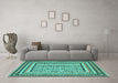 Machine Washable Persian Turquoise Traditional Area Rugs in a Living Room,, wshtr1564turq