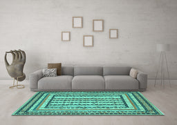 Machine Washable Persian Turquoise Traditional Area Rugs in a Living Room,, wshtr1564turq