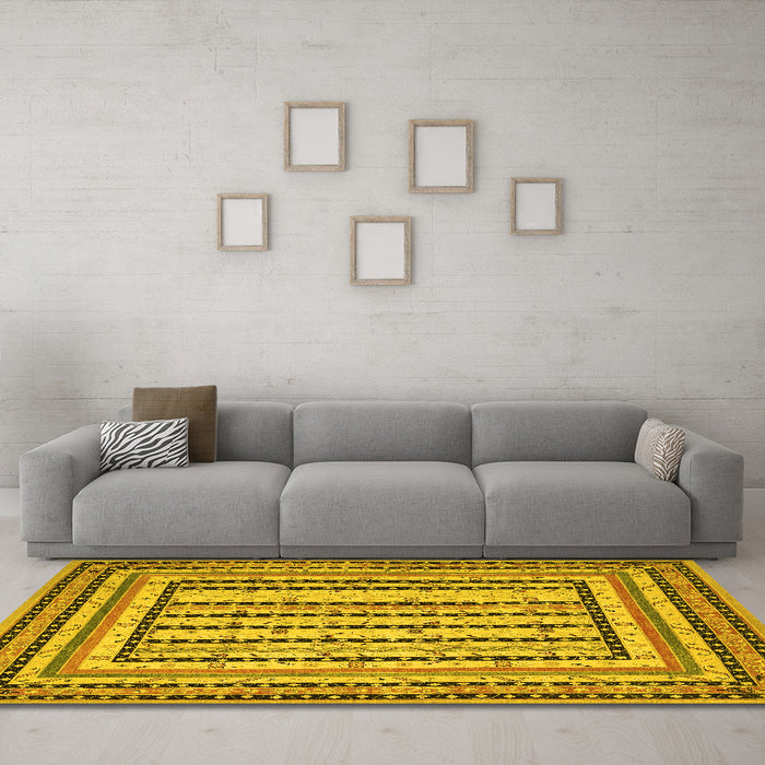 Machine Washable Persian Yellow Traditional Rug in a Living Room, wshtr1564yw