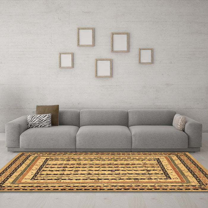 Machine Washable Persian Brown Traditional Rug in a Living Room,, wshtr1564brn