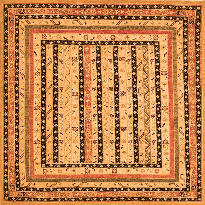 Round Machine Washable Persian Orange Traditional Area Rugs, wshtr1564org