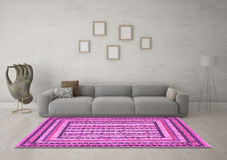 Machine Washable Persian Pink Traditional Rug in a Living Room, wshtr1564pnk