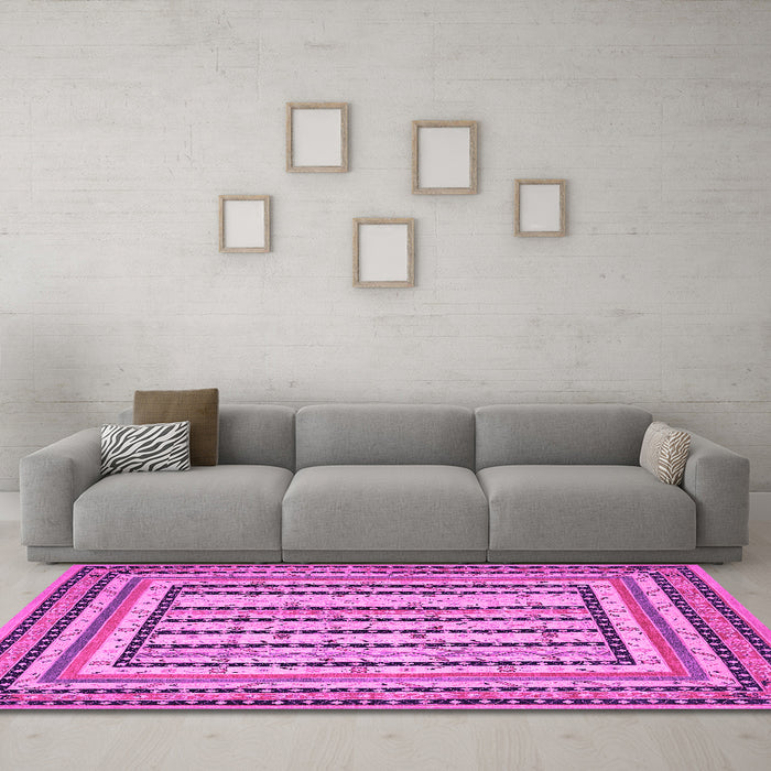 Machine Washable Persian Pink Traditional Rug in a Living Room, wshtr1564pnk