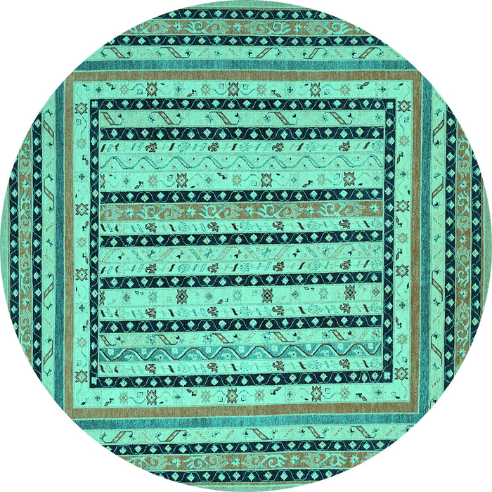 Round Persian Turquoise Traditional Rug, tr1564turq