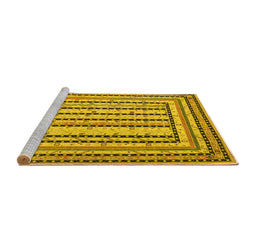 Sideview of Machine Washable Persian Yellow Traditional Rug, wshtr1564yw