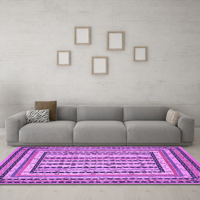 Machine Washable Persian Purple Traditional Area Rugs in a Living Room, wshtr1564pur