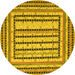 Round Persian Yellow Traditional Rug, tr1564yw