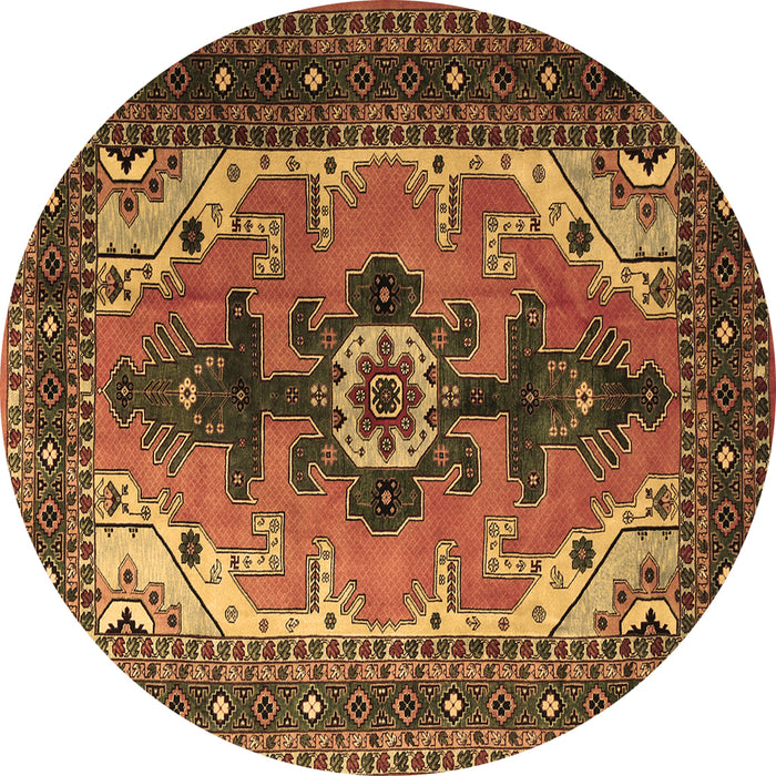 Round Machine Washable Persian Brown Traditional Rug, wshtr1565brn