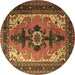 Round Machine Washable Persian Brown Traditional Rug, wshtr1565brn