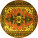 Round Machine Washable Persian Yellow Traditional Rug, wshtr1565yw