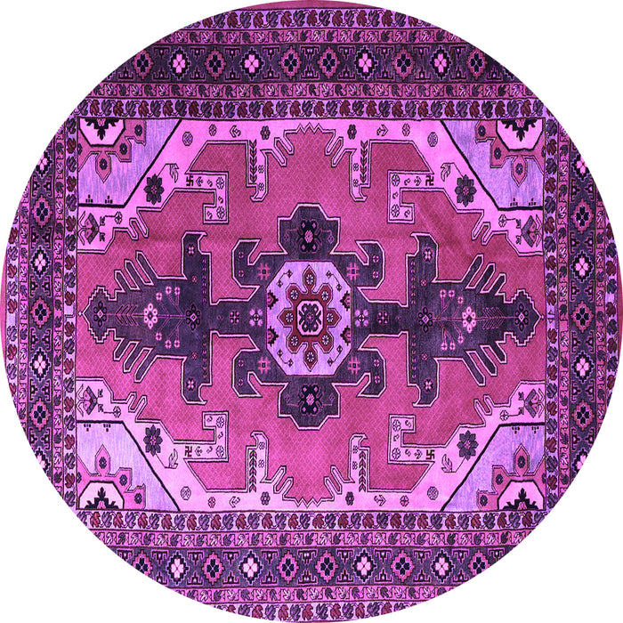 Round Machine Washable Persian Purple Traditional Area Rugs, wshtr1565pur