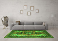 Machine Washable Persian Green Traditional Rug, wshtr1565grn