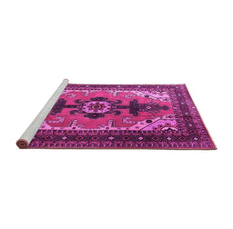 Sideview of Machine Washable Persian Pink Traditional Rug, wshtr1565pnk