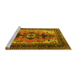 Sideview of Machine Washable Persian Yellow Traditional Rug, wshtr1565yw