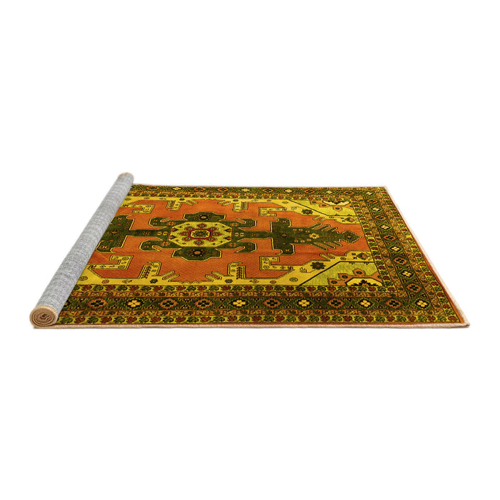 Sideview of Machine Washable Persian Yellow Traditional Rug, wshtr1565yw
