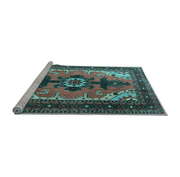 Sideview of Machine Washable Persian Light Blue Traditional Rug, wshtr1565lblu