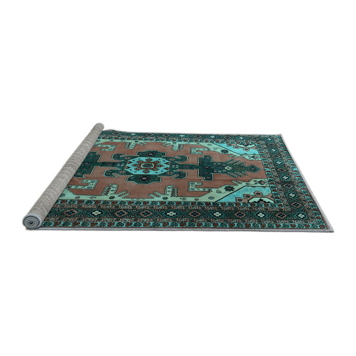 Sideview of Machine Washable Persian Light Blue Traditional Rug, wshtr1565lblu