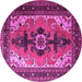 Round Machine Washable Persian Pink Traditional Rug, wshtr1565pnk