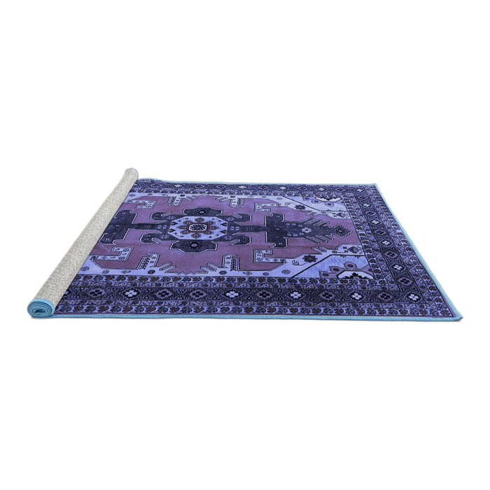 Sideview of Machine Washable Persian Blue Traditional Rug, wshtr1565blu