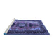 Sideview of Machine Washable Persian Blue Traditional Rug, wshtr1565blu