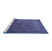 Sideview of Machine Washable Persian Blue Traditional Rug, wshtr1566blu