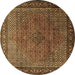 Round Persian Brown Traditional Rug, tr1566brn