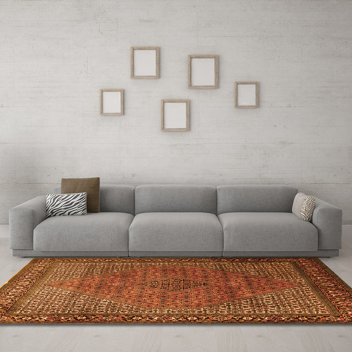 Machine Washable Persian Orange Traditional Area Rugs in a Living Room, wshtr1566org