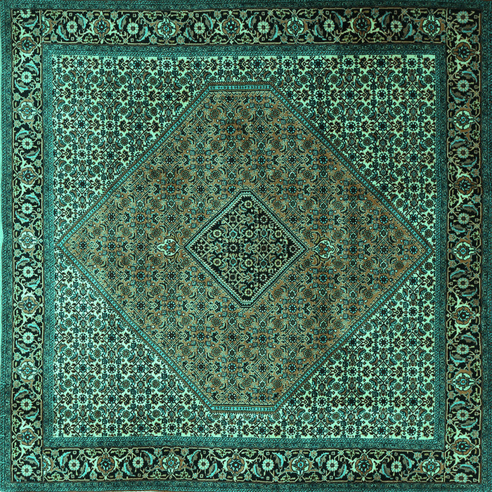 Square Machine Washable Persian Turquoise Traditional Area Rugs, wshtr1566turq