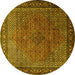 Round Persian Yellow Traditional Rug, tr1566yw