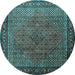 Round Machine Washable Persian Light Blue Traditional Rug, wshtr1566lblu