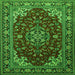 Round Machine Washable Medallion Green Traditional Area Rugs, wshtr1567grn