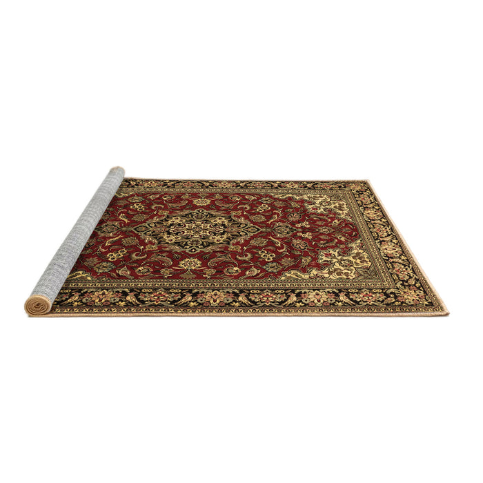 Sideview of Machine Washable Medallion Brown Traditional Rug, wshtr1567brn