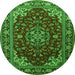 Square Medallion Green Traditional Rug, tr1567grn