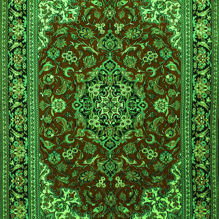 Medallion Green Traditional Rug, tr1567grn