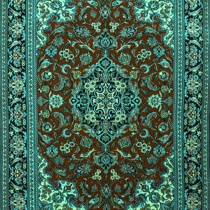 Machine Washable Medallion Turquoise Traditional Area Rugs, wshtr1567turq