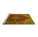 Sideview of Machine Washable Medallion Yellow Traditional Rug, wshtr1567yw